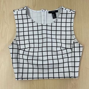 Forever 21 White And Black Crop Top